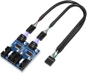 9Pin USB Splitter Motherboard USB 9Pin Header Splitter 1 to 4 Extension Cable Adapter 9Pin 1 to 4 USB HUB Connectors