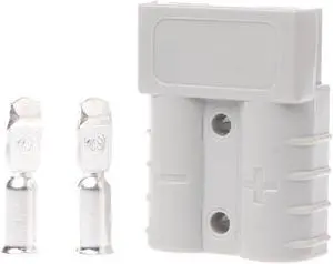 1PC Quick Connect Plug 50A 600V Battery Connector Adapter Plug Winch Connector Plug with 2 Terminal Pins AccessoriesWhite