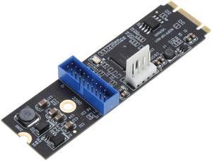 PC Motherboard- PCIE M2 NVME 19pin Front USB Interfaces Adapter Card USB3.2 Support-Renesas uPD720202 chipset(19P)