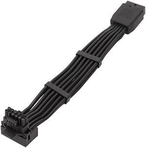 PCIE5.0 Elbow Cable 16Pin Video Card Cable with Flip Head Elbow Line ATX3.0 12VHPWR 600W Male to Female Converter 15cm(Black-B)