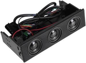 Black Stereo Surround Speaker PC Front Panel Computer Case Built-in Mic Music Loudspeakers for Computer Gaming