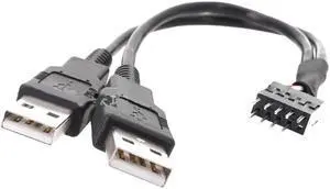 Dual USB-A Male Header to Motherboards 9Pin  Connector Cable Converter Adapter Cord for Computer Mainboard(50cm)