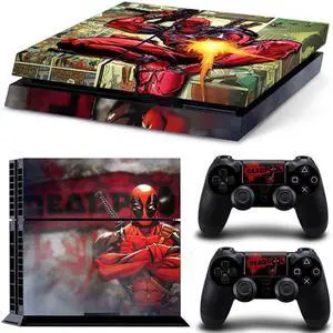 Deadpool Game Console Vinyl Skin Sticker for PS4 Controller GamePad Decal Frinti Protective Film(TN-PS4-2734)