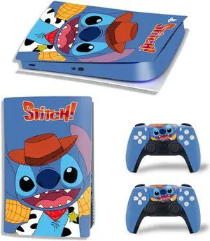 Stitch PS5 Digital Edition Skin Sticker Decal for PS5Console and 2 Controllers PS5 Skin Sticker Vinyl(TN-PS5Digital-8057)
