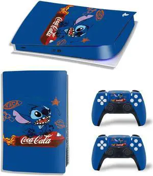 Stitch PS5 Digital Edition Skin Sticker Decal for PS5Console and 2 Controllers PS5 Skin Sticker Vinyl(TN-PS5Digital-8063)