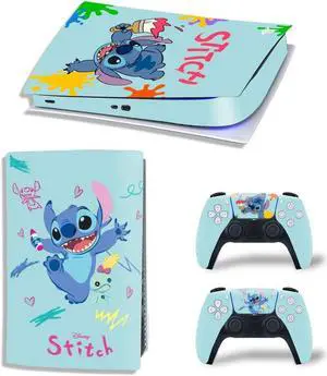 Stitch PS5 Digital Edition Skin Sticker Decal for PS5Console and 2 Controllers PS5 Skin Sticker Vinyl(TN-PS5Digital-8065)