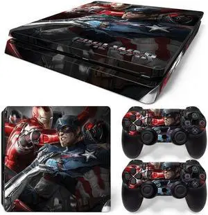 Iron Man Skin Sticker Protective Film for Slim PS4 Slim Console Controller Accessories GamePad Para(TN-PS4Slim-5789)