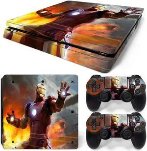 Iron Man Skin Sticker Protective Film for Slim PS4 Slim Console Controller Accessories GamePad Para(TN-PS4Slim-5792)