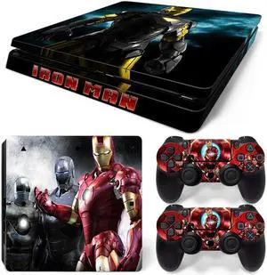Iron Man Skin Sticker Protective Film for Slim PS4 Slim Console Controller Accessories GamePad Para(TN-PS4Slim-5794)