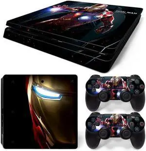 Iron Man Skin Sticker Protective Film for Slim PS4 Slim Console Controller Accessories GamePad Para(TN-PS4Slim-5796)