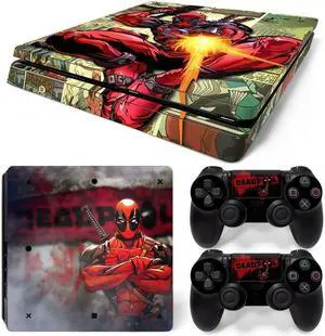 Deadpool Skin Sticker Protective Film for Slim PS4 PS4Slim Console Controller Accessories GamePad Para(TN-PS4Slim-1011)