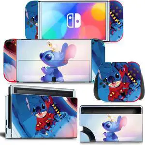 Stitch Skin Cute Full Sticker Decal for Switch Console  Controller Dock Skin Vinyl Protective Film(1602)
