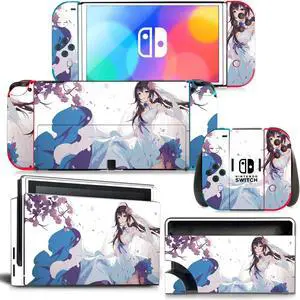Cartoon Girl Skin Full Sticker Decal for Switch NSConsole  Controller Dock Skin Vinyl Protective Film(1707)