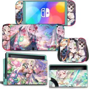 Cartoon Girl Skin Full Sticker Decal for Switch NSConsole  Controller Dock Skin Vinyl Protective Film(1712)