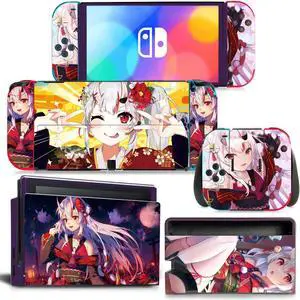 Cartoon Girl Skin Full Sticker Decal for Switch NSConsole  Controller Dock Skin Vinyl Protective Film(1714)