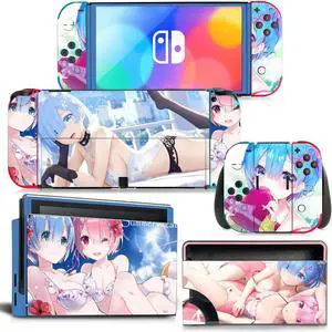 Cartoon Girl Skin Full Sticker Decal for Switch NSConsole  Controller Dock Skin Vinyl Protective Film(1718)