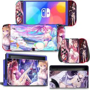 Cartoon Girl Skin Full Sticker Decal for Switch NSConsole  Controller Dock Skin Vinyl Protective Film(1717)