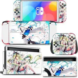 Japanese Girl Cartoon Skin Sticker Decal for Switch NSConsole  Controller Dock Skin Vinyl Protective Film(1437)