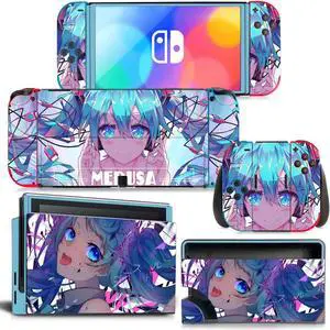 Japanese Girl Cartoon Skin Sticker Decal for Switch NSConsole  Controller Dock Skin Vinyl Protective Film(1437)