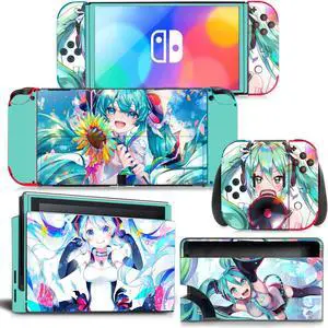 Japanese Girl Cartoon Skin Sticker Decal for Switch NSConsole  Controller Dock Skin Vinyl Protective Film(1437)