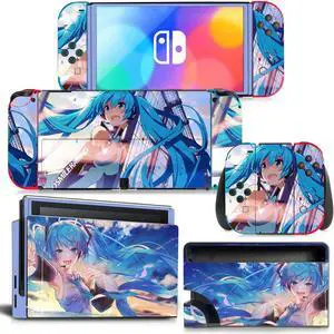 Japanese Girl Cartoon Skin Sticker Decal for Switch NSConsole  Controller Dock Skin Vinyl Protective Film(1437)