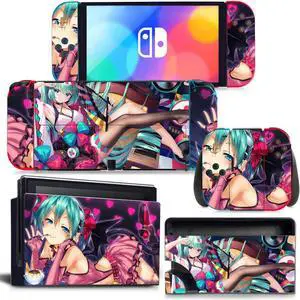 Japanese Girl Cartoon Skin Sticker Decal for Switch NSConsole  Controller Dock Skin Vinyl Protective Film(1437)