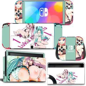 Japanese Girl Cartoon Skin Sticker Decal for Switch NSConsole  Controller Dock Skin Vinyl Protective Film(1437)