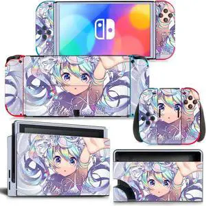 Japanese Girl Cartoon Skin Sticker Decal for Switch NSConsole  Controller Dock Skin Vinyl Protective Film(1437)