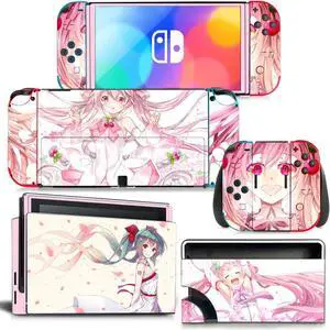 Japanese Girl Cartoon Skin Sticker Decal for Switch NSConsole  Controller Dock Skin Vinyl Protective Film(1437)