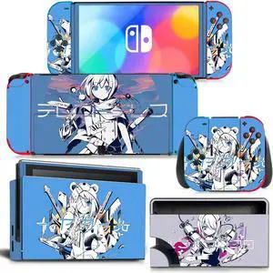 Japanese Girl Cartoon Skin Sticker Decal for Switch NSConsole  Controller Dock Skin Vinyl Protective Film(1437)