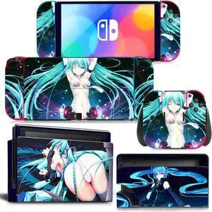 Japanese Girl Cartoon Skin Sticker Decal for Switch NSConsole  Controller Dock Skin Vinyl Protective Film(1437)