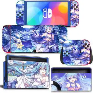 Japanese Girl Cartoon Skin Sticker Decal for Switch NSConsole  Controller Dock Skin Vinyl Protective Film(1437)