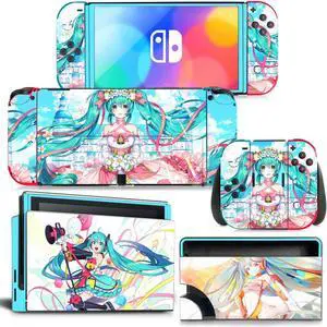 Japanese Girl Cartoon Skin Sticker Decal for Switch NSConsole  Controller Dock Skin Vinyl Protective Film(1437)