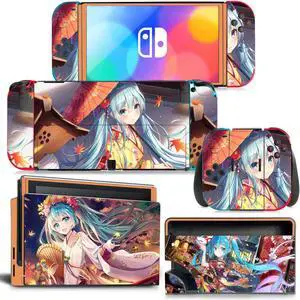 Japanese Girl Cartoon Skin Sticker Decal for Switch NSConsole  Controller Dock Skin Vinyl Protective Film(1437)