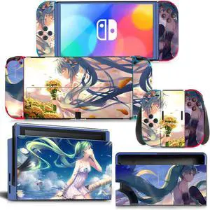 Japanese Girl Cartoon Skin Sticker Decal for Switch NSConsole  Controller Dock Skin Vinyl Protective Film(1437)
