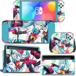 Japanese Girl Cartoon Skin Sticker Decal for Switch NSConsole  Controller Dock Skin Vinyl Protective Film(1437)