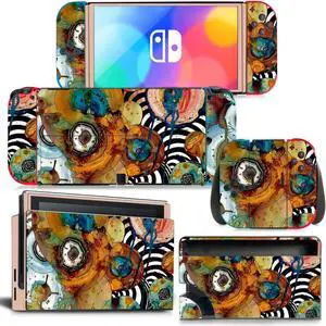 Printing Skin Sticker Decal for Switch NSConsole  Controller Dock Skin Vinyl Protective Film Para Coque(1234)