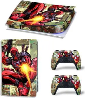 Deadpool PS5 Digital Edition Skin Sticker Decal for PS5Console and 2 Controllers PS5 Skin Sticker Vinyl(TN-PS5Digital-4806)