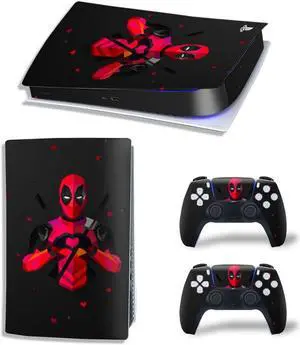 Deadpool PS5 Digital Edition Skin Sticker Decal for PS5Console and 2 Controllers PS5 Skin Sticker Vinyl(TN-PS5Digital-4805)