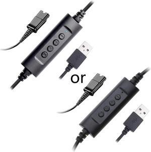 Headset Quick Disconnect  Cable to USB Cable with Volume Adjuster, Mute-
