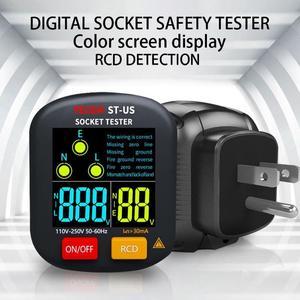 Digital Display Socket Tester Outlet Tester RCD GFCI NCV Voltage Test EU US UK Plug Ground Zero Line 30mA Smart Socket Detector Plug specification: EU plug(Digital Display)