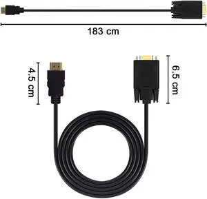 HDMI-compatible To VGA with Chip Cable Computer Monitor Projection HD Cable HDMI-compatible TO VGA Conversion Cable(1.8m)