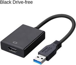 1080P 60HZ HD Portable USB 3.0 To HDMI-compatible Audio Video Adapter Converter Cable High Speed 5 Gbps for Windows 7/8/10 PC(Driver Free - Black)