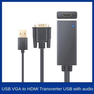 Compact VGA To HDMI-compatible Converter Adapter with 1080P HD USB Audio Conversion Cable