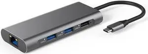 Type-c Docking Station HDMI-compatible Network Port Usb3.0 Hub Hub Expansion Dock Eight-in-one Notebook Converter(8 in 1)