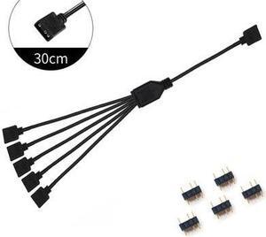 ARGB 5V 3Pin Extension Cable Adapter 30cm 1 To 1 2 3 4 5 12v 4pin RGB Splitter Cable(5V 1 to 5)(12V)