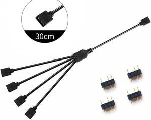 ARGB 5V 3Pin Extension Cable Adapter 30cm 1 To 1 2 3 4 5 12v 4pin RGB Splitter Cable(5V 1 to 4)(12V)