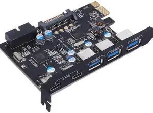 PCI Express Card To 3 PORTS USB 3.0 2 PORTS USB3.1 Type C Internal USB 3.0 20PIN 7 Ports USB HUB Pcie To Tyoe-c Expansion Card