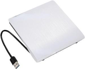 External USB 3.0 High Speed DL DVD RW Burner CD Writer Slim Portable Optical Drive (white)