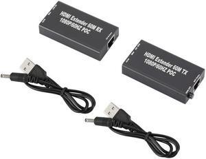 60M 1080p 3D HDMI-Compatible Extender Cat5e Cat 6 Ethernet Signal RJ45 Lan Converter HDMI-Compatible Transmitter Receiver TX RX(With USB power cable)